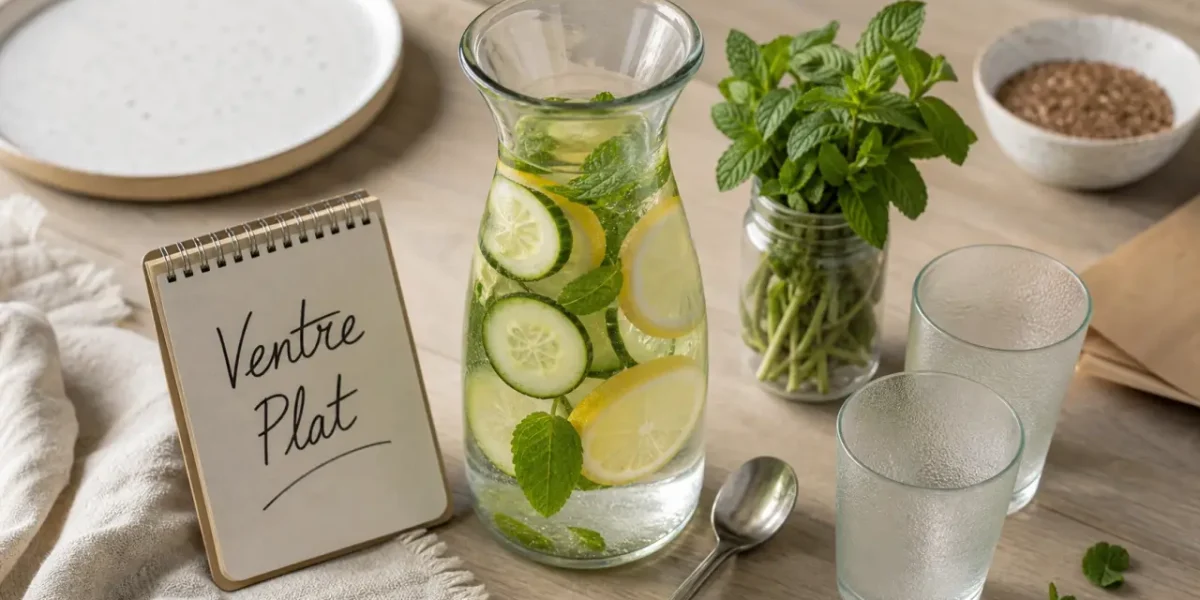 Boisson pour ventre plat : eau infusée concombre-citron, fraîche et légère