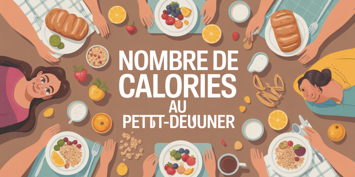 calories au petit dejeuner sur table avec aliments varies