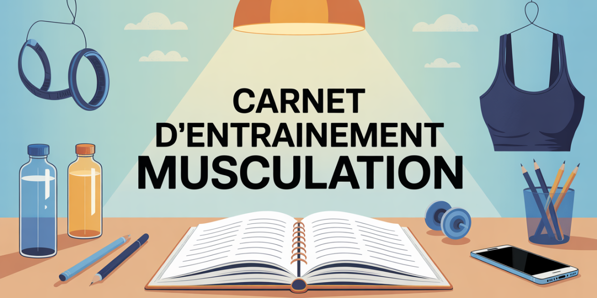 illustration carnet d'entrainement musculation sur table