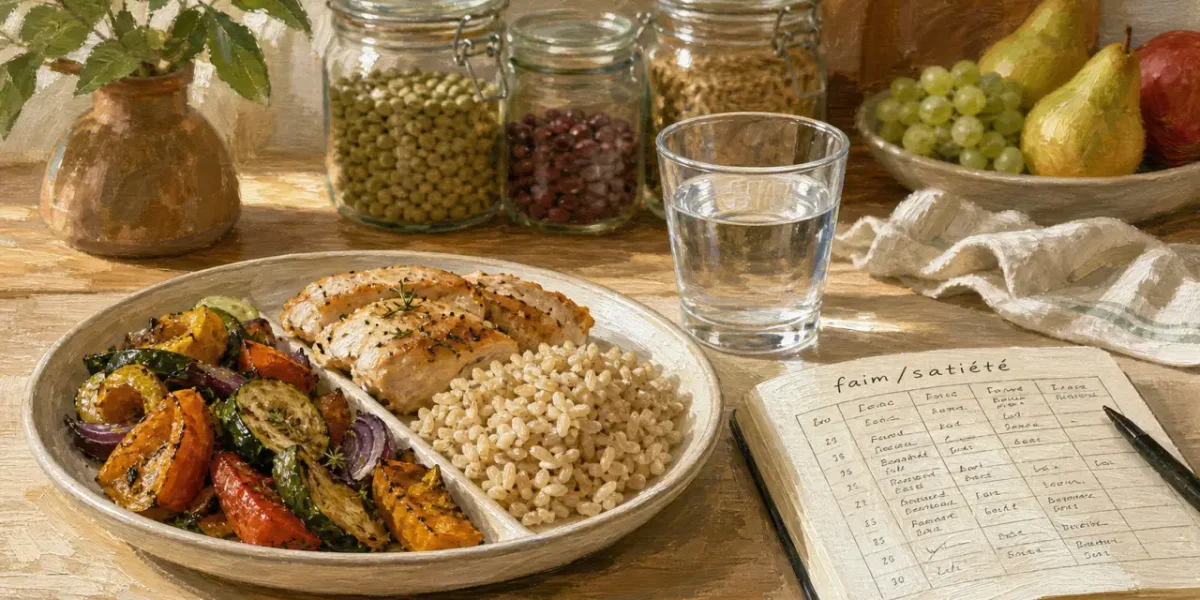 Comment faire un rééquilibrage alimentaire : assiette équilibrée, légumes, protéines, féculents