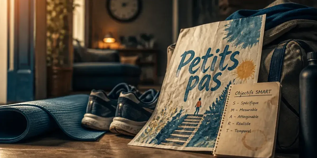 Comment se motiver à faire du sport : chaussures et tapis de yoga, petits pas