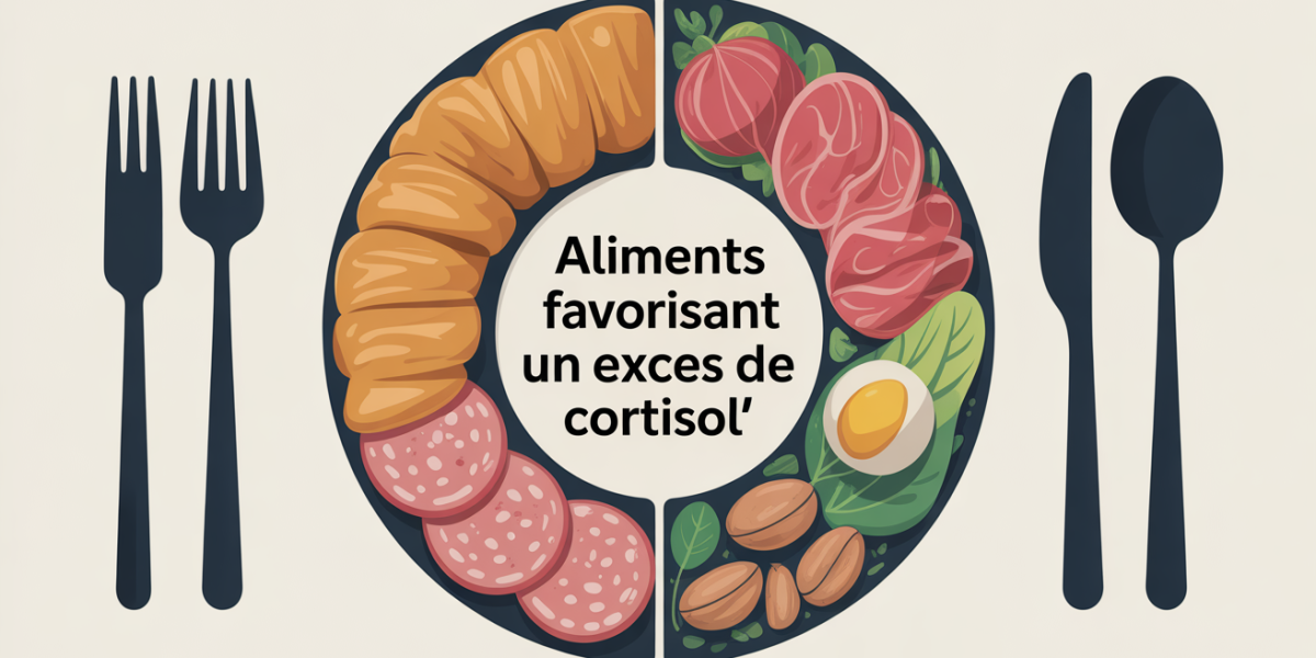 Assiette aliments sains et aliments à éviter pour cortisol