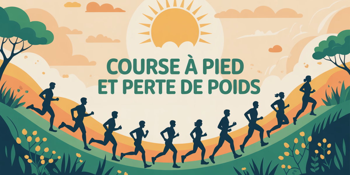 Course a pied perte de poids silhouettes nature