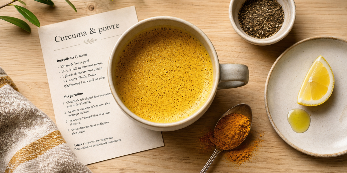 Curcuma et perte de poids : lait doré au curcuma, poivre noir et citron