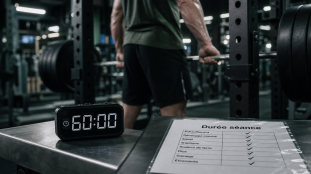 Durée séance musculation 60 minutes, chronomètre en salle de sport