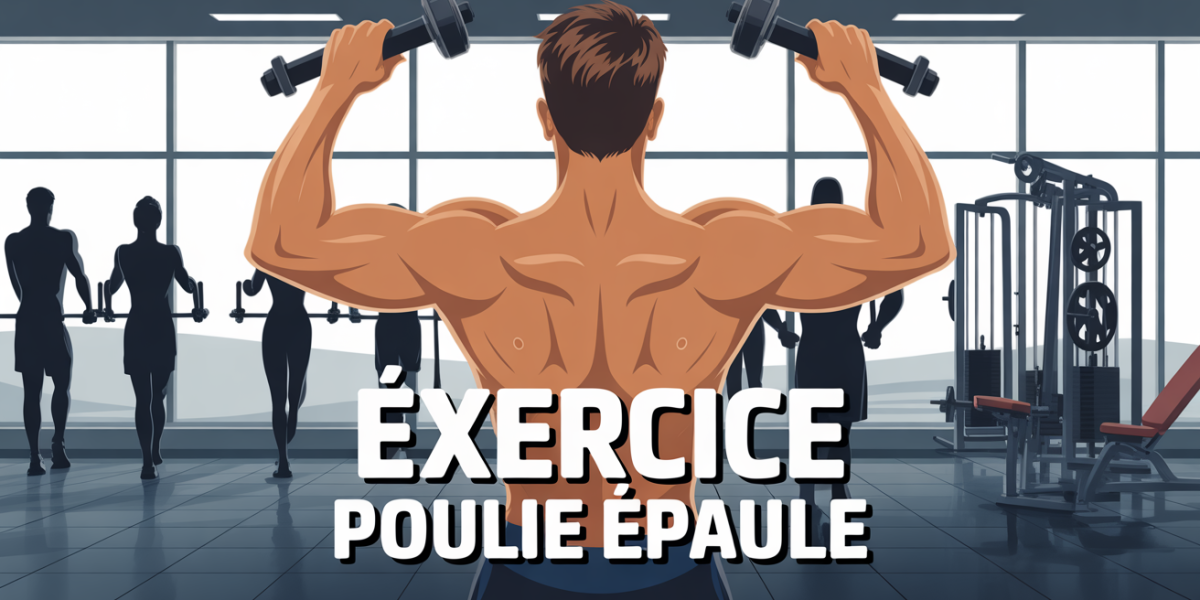 Personnage dos exercice epaule poulie salle musculation