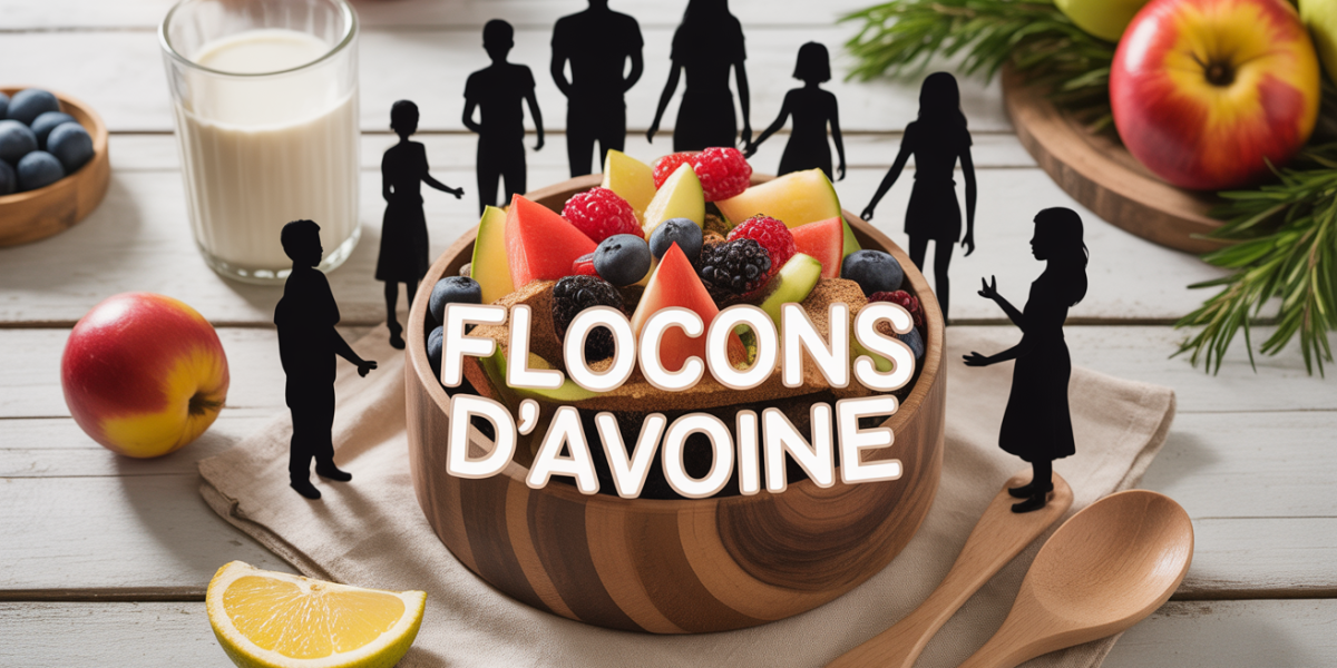 Bol flocons d’avoine avec fruits et lait petit déjeuner famille