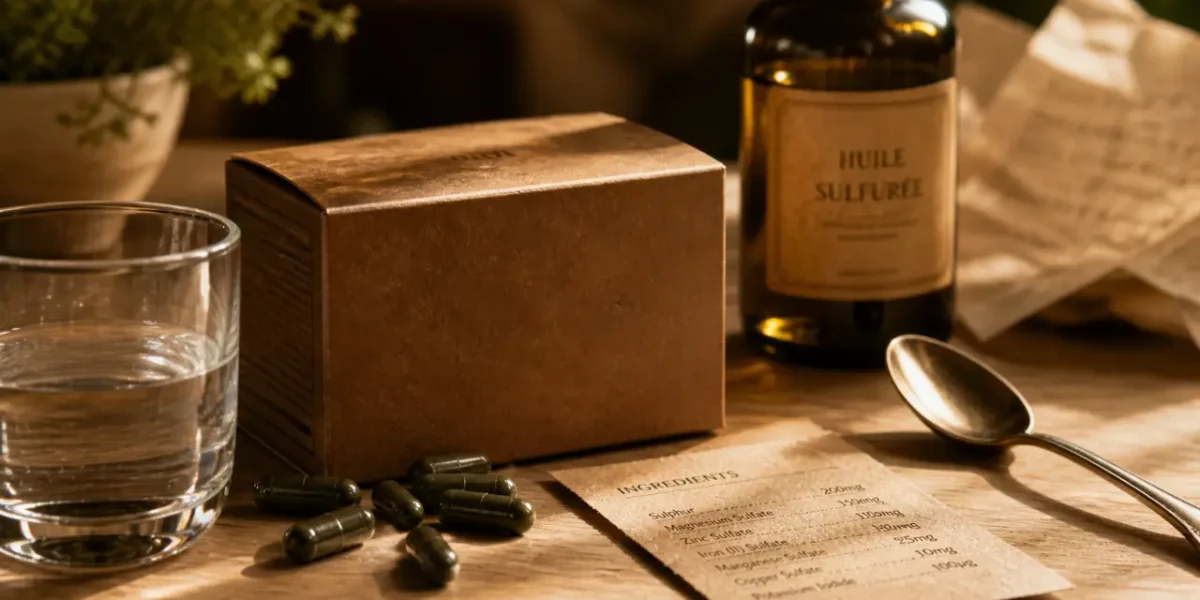 Huile de Haarlem perte de poids : gélules et eau sur table, complément traditionnel