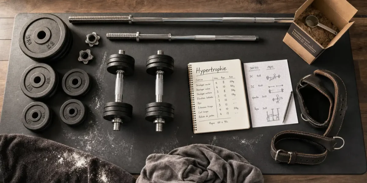 Hypertrophie musculaire : 8 à 12 répétitions, surcharge progressive