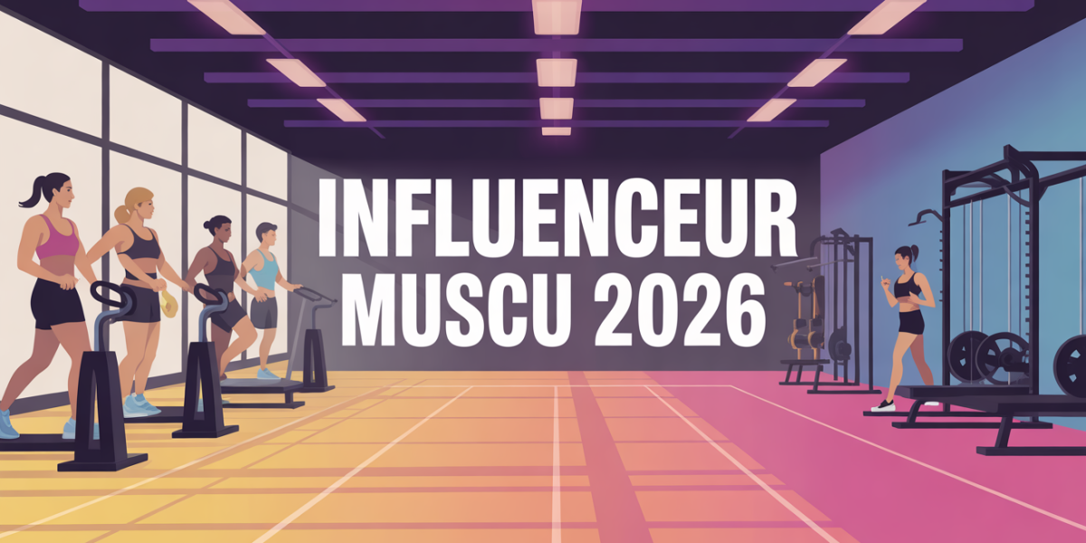 influenceur muscu 2026 illustration salle de sport