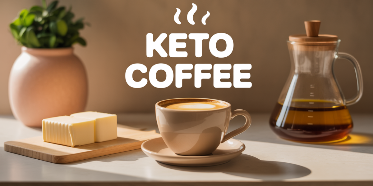tasse keto coffee cremeuse sur plan de travail