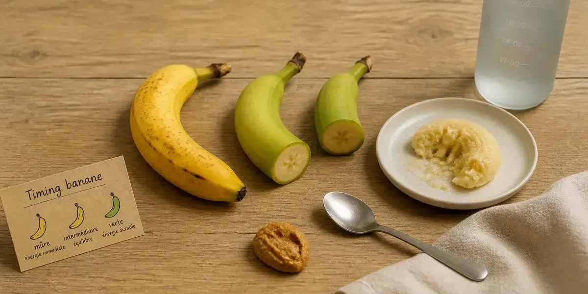 Manger une banane avant le sport : banane mûre et verte, timing