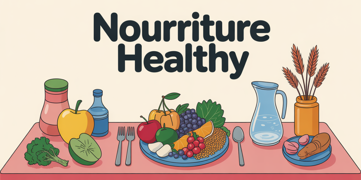 assiette equilibree et table cuisine nourriture healthy