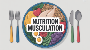 nutrition pour la musculation visuel assiette équilibrée haltères