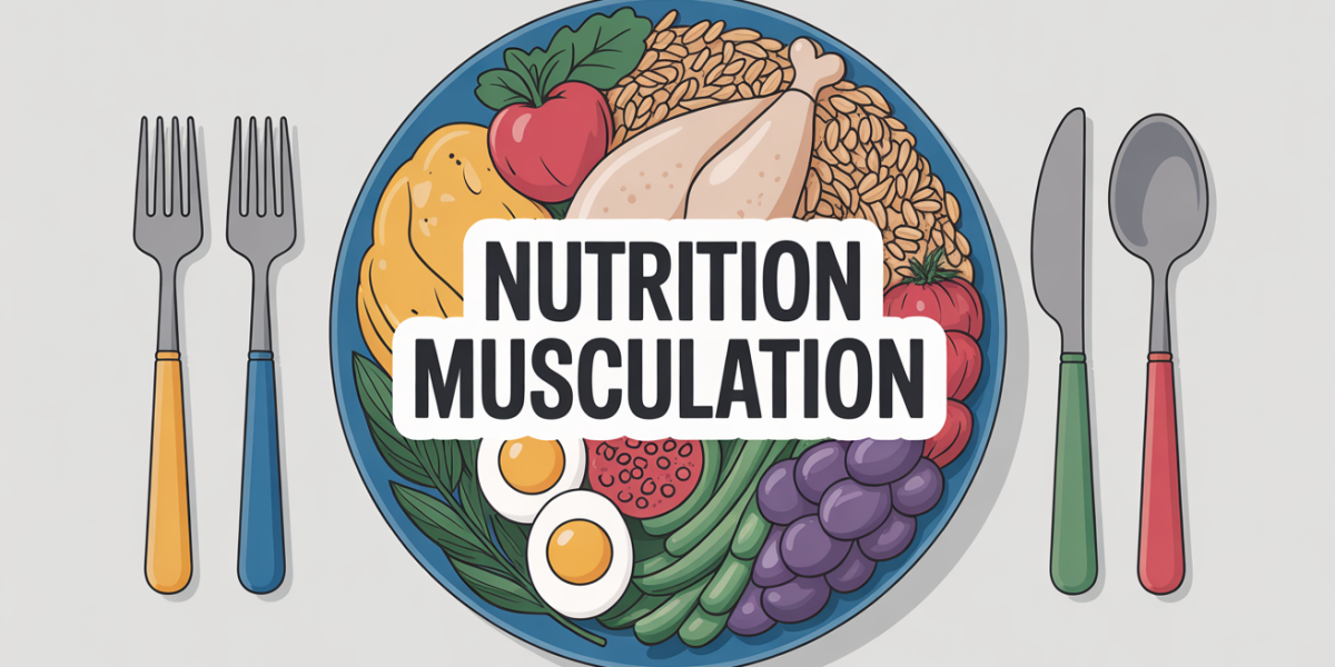 nutrition pour la musculation visuel assiette équilibrée haltères