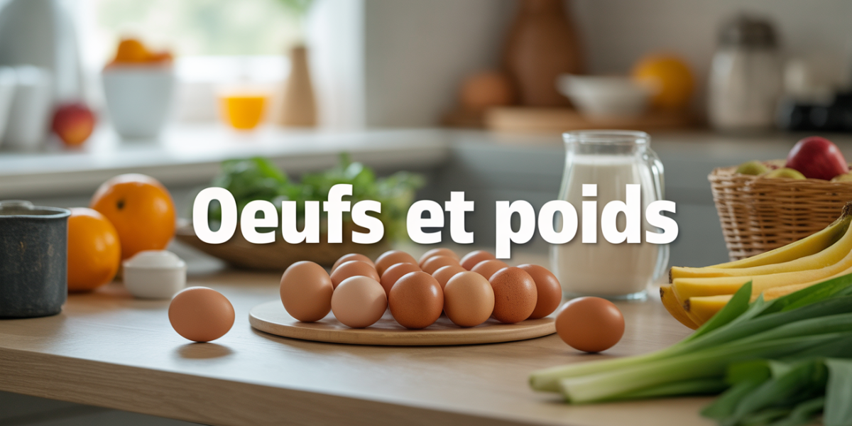 Oeufs et poids sur table petit dejeuner sain
