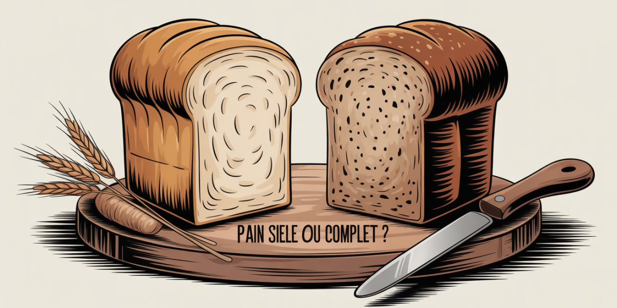 Tranches de pain de seigle et complet sur assiette, comparaison pains.