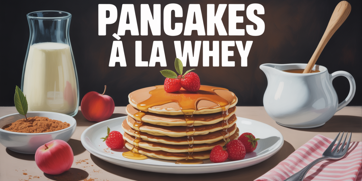 pile de pancakes a la whey fruits rouges et beurre de cacahuete