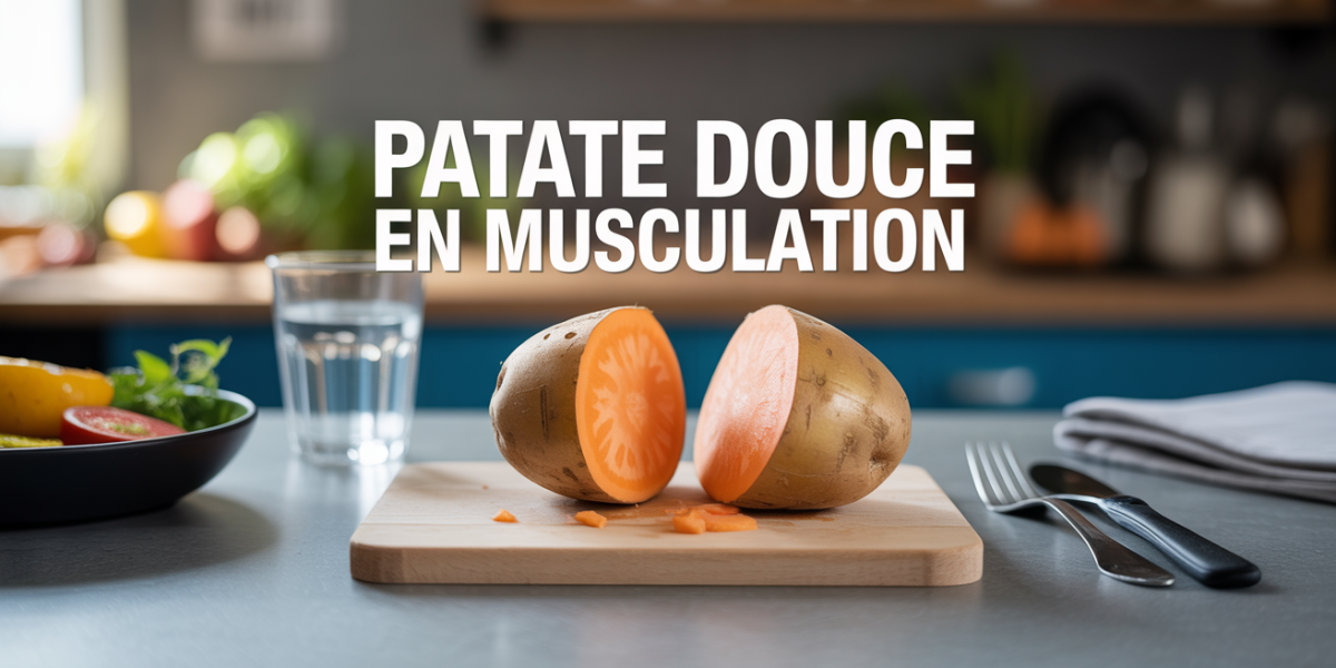 gros plan patate douce musculation sur planche cuisine
