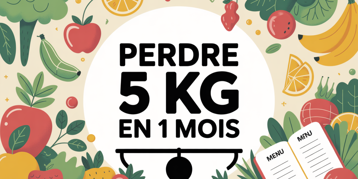 Visuel perte de 5 kg en 1 mois aliments et menu