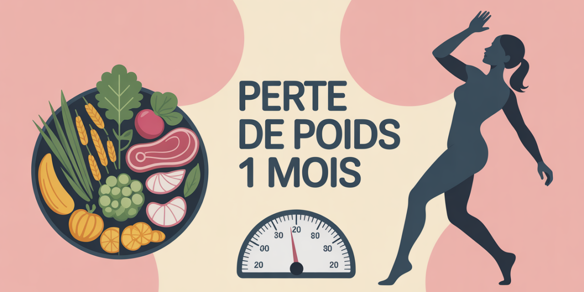 Illustration perdre du poids en 1 mois balance assiette équilibre