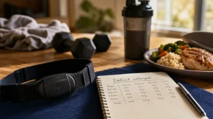 Perdre du ventre et hanche : déficit calorique, ceinture de sport et assiette