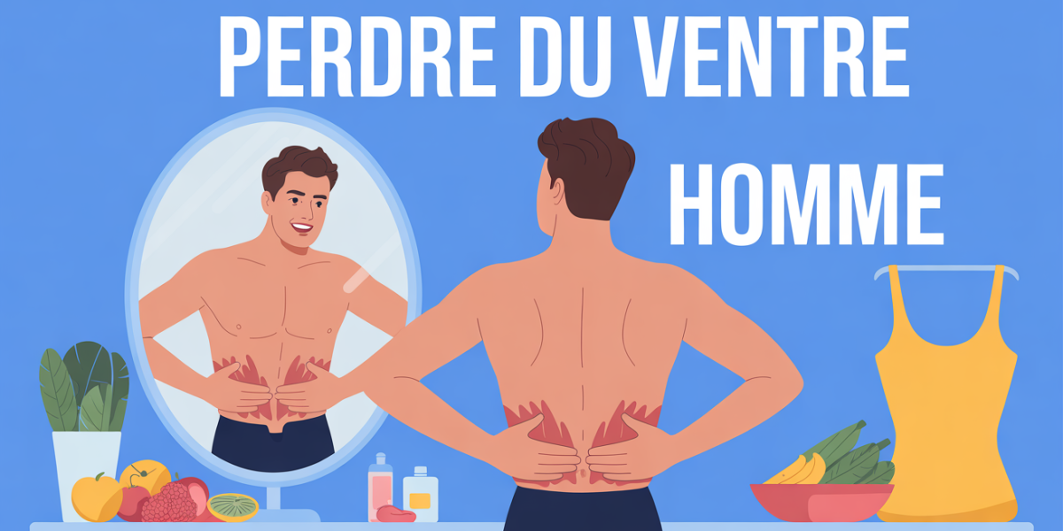 Perdre du ventre homme, halteres et legumes, motivation