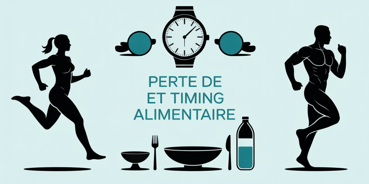 silhouettes sportives, assiette et bouteille eau pour perte de poids timing alimentaire