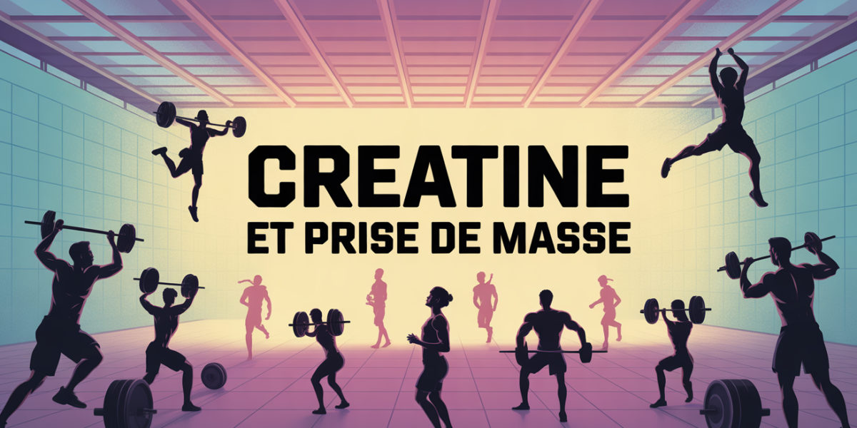 prise de masse creatine salle musculation silhouettes stylisées