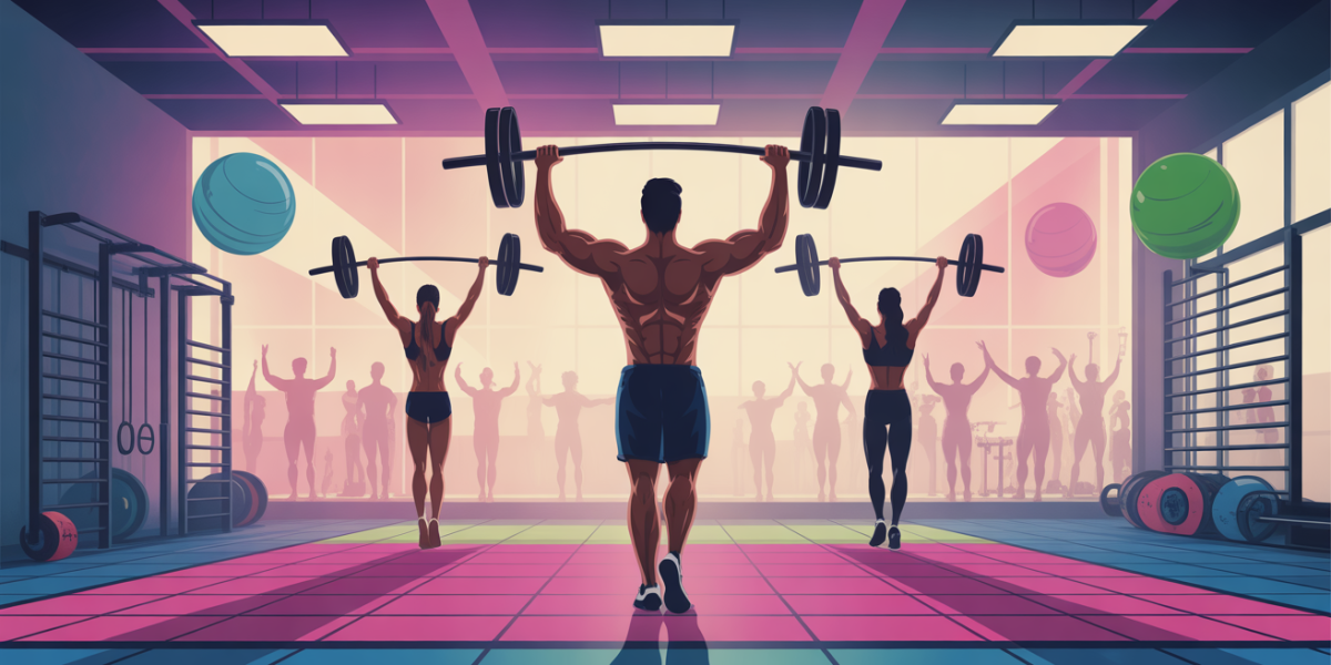 prise de masse musculaire salle musculation silhouettes haltères