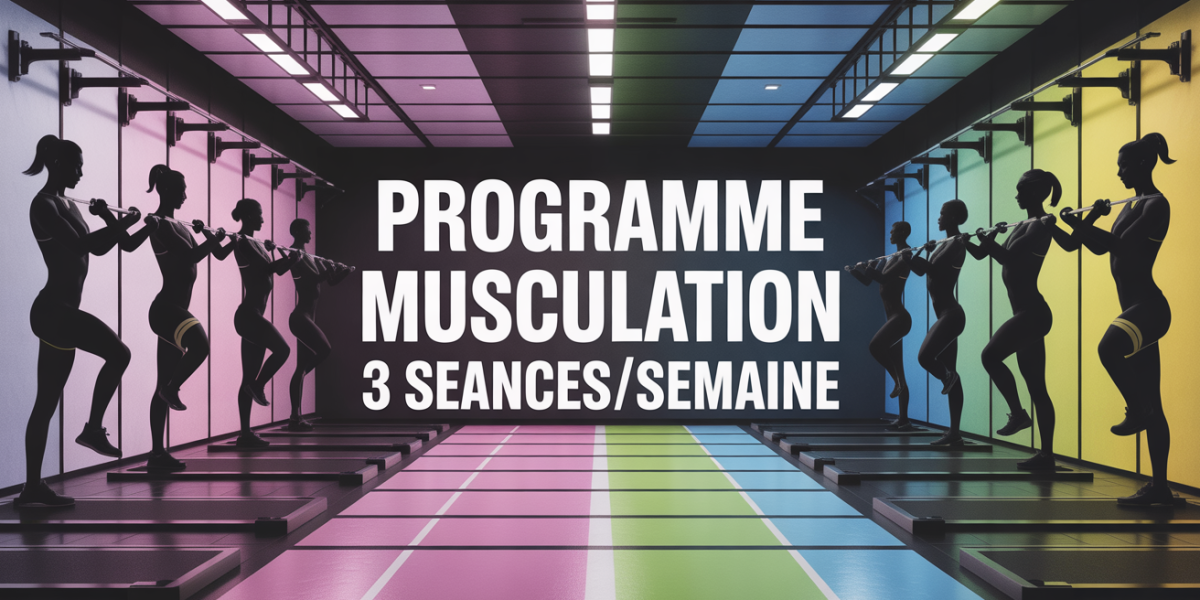 programme musculation 3 séances semaine salle silhouettes haltères tapis