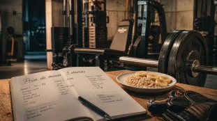 Programme prise de masse debutant : 3 séances par semaine, carnet et musculation