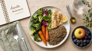 Que faut il manger pour perdre du poids : assiette minceur protéines, fibres, féculents complets