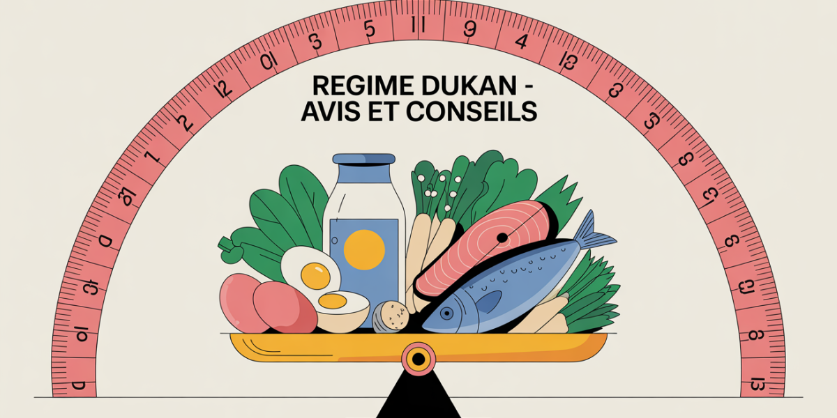 Illustration balance et aliments sains Regime Dukan avis