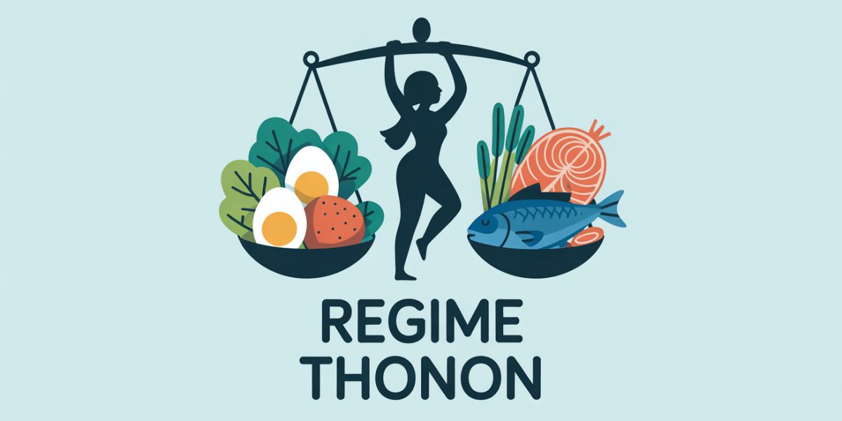 illustration regime thonon balance oeufs poisson legumes