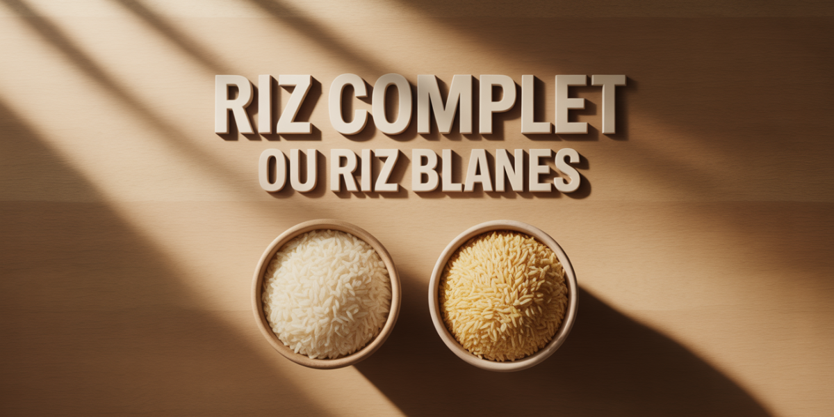 bols de riz complet et riz blanc sur table, vue d ensemble