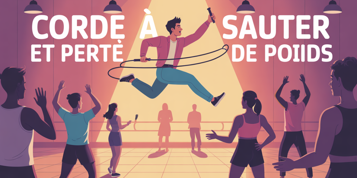 Personnage saute, ambiance motivante, saut a la corde et perte de poids