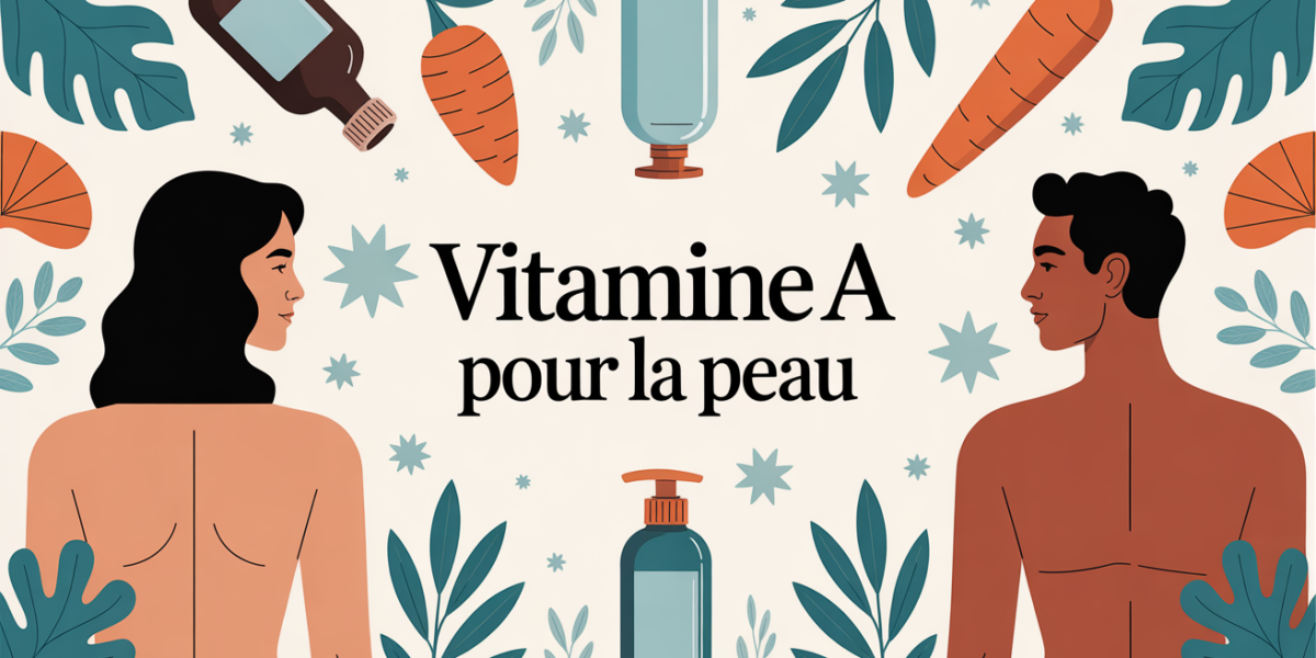composition stylisee vitamine a sur la peau silhouettes et flacons