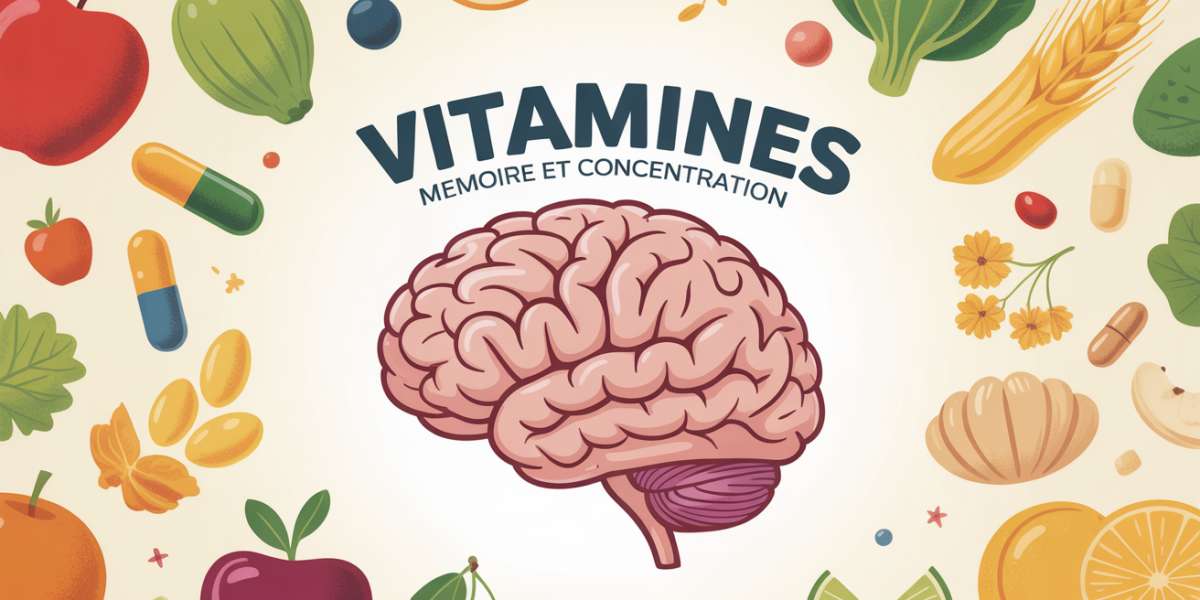 illustration cerveau aliments vitamines memoire concentration