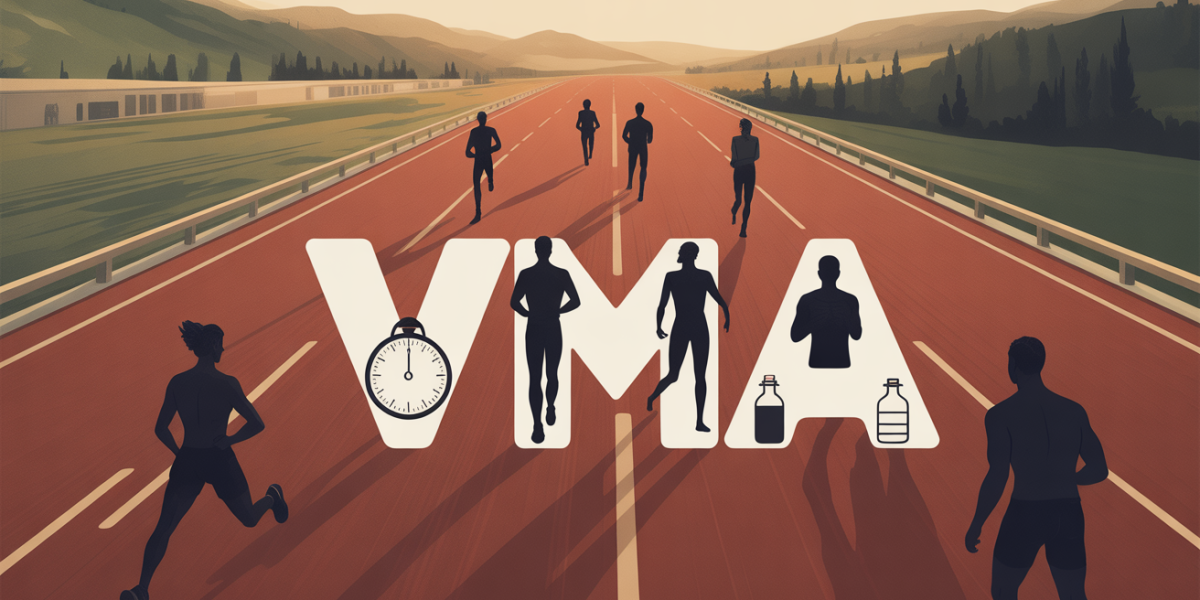 Illustration piste running VMA avec silhouettes et icones
