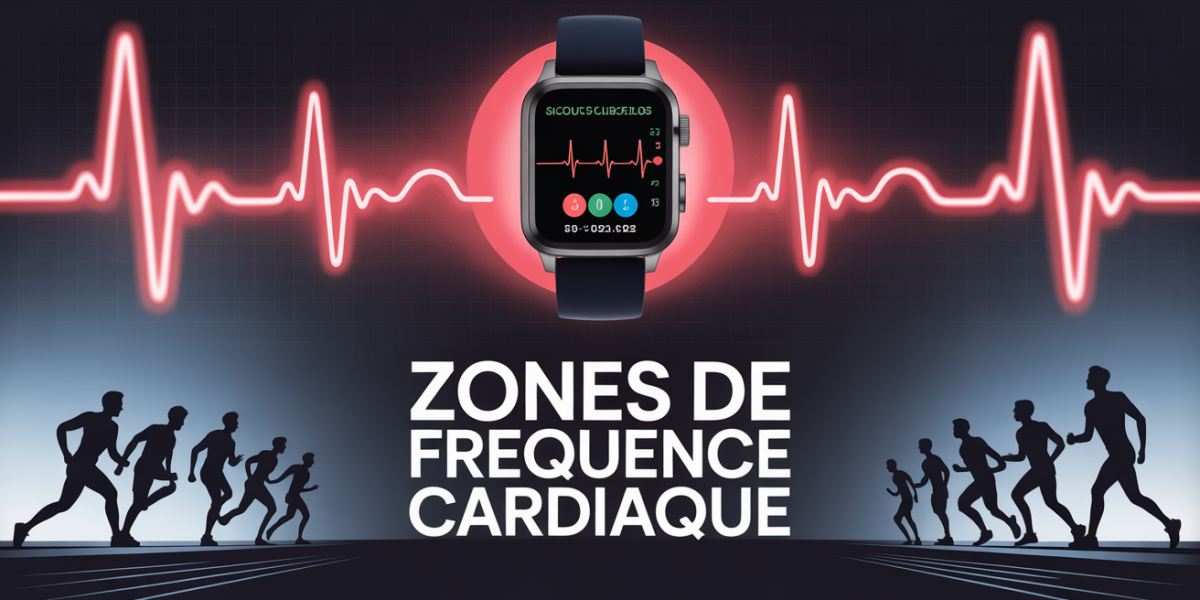 Zones de frequence cardiaque avec montre connectee et sportifs